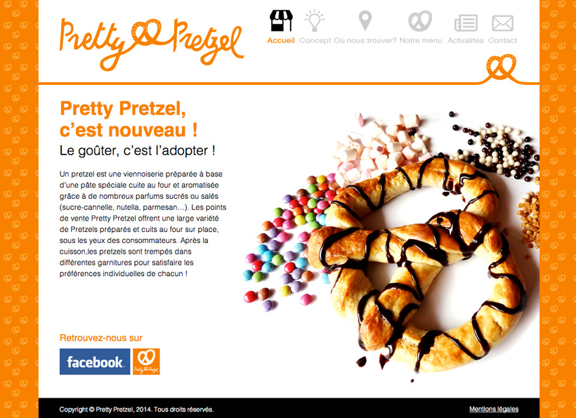 Page d'accueil du site Pretty Pretzel