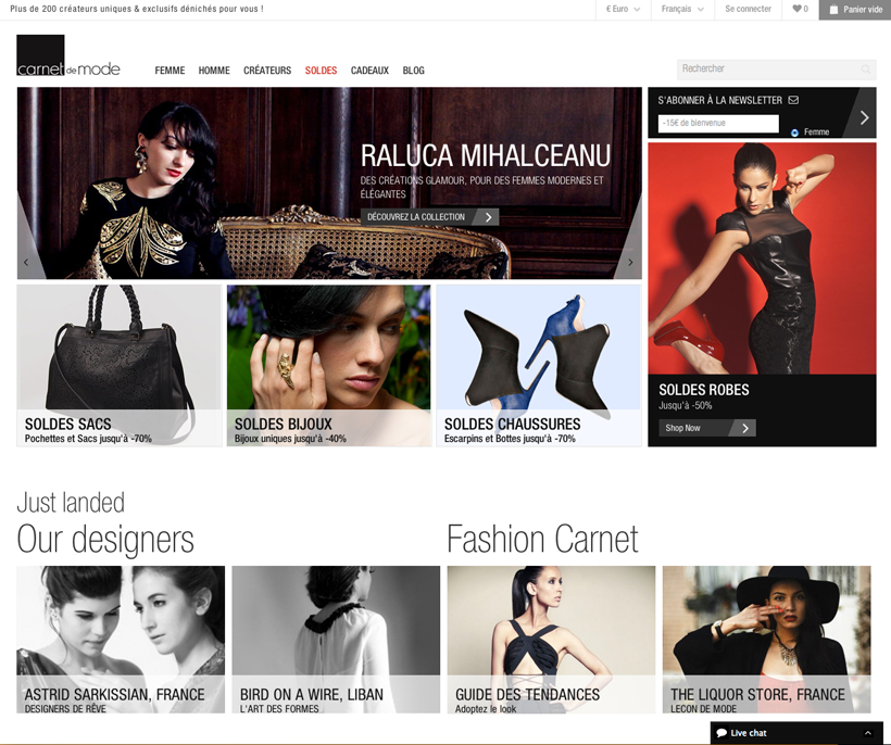 Home page du site Carnet de Mode